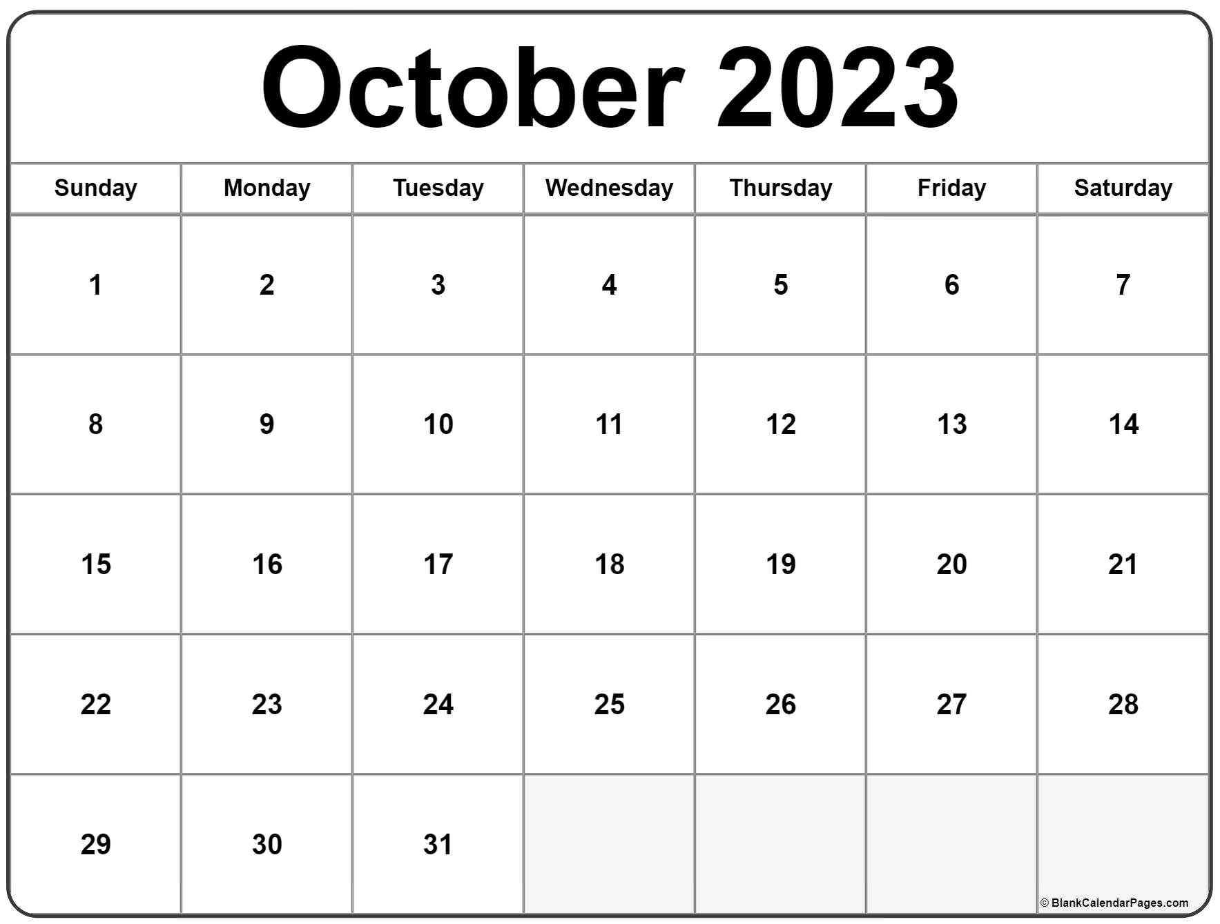 october 2023 calendar free printable calendar - free printable monthly ...