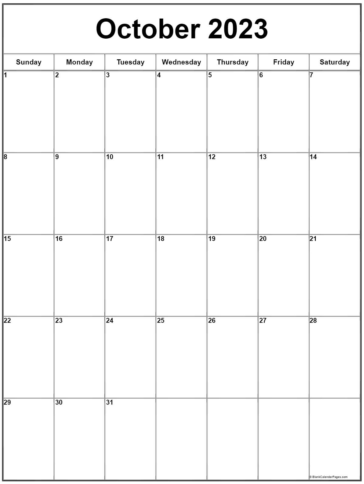 October 2023 Printable Calendar