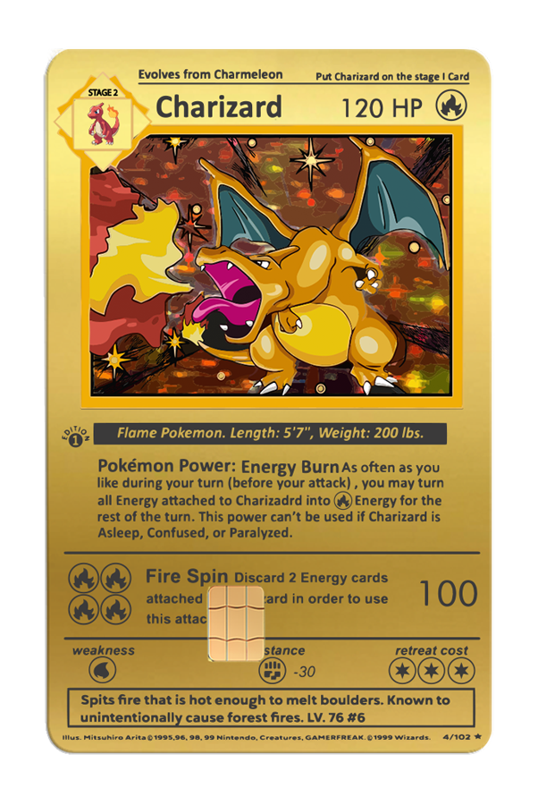 Flame-Bearer Charizard Card - Metallic Edition – BLAQ CARDS