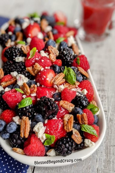 Mixed Berries Feta Pecans and Basil for Salad