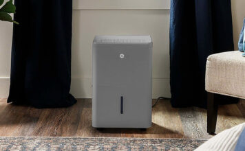 GE dehumidifier in living room