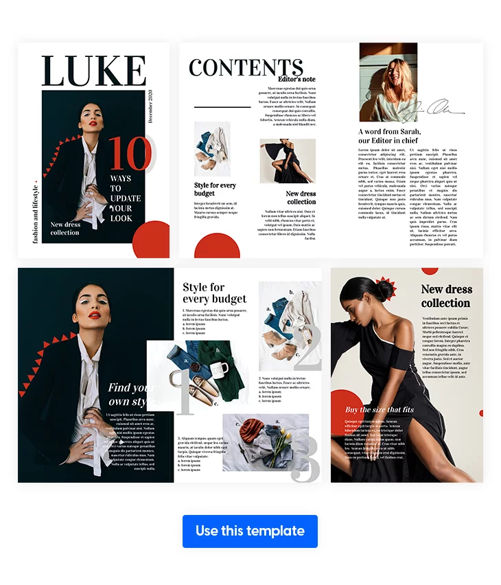 Fashion Magazine Layout Template Editable