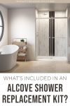 Pinterest image what's included in a complete shower alcove kit_Gemini-Plus | Innovate Building Solutions | #LuxuryShowerKit #ShowerKits #ShowerReplacement