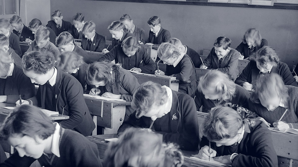 Students taking exam