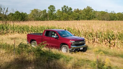 a red pickup truck