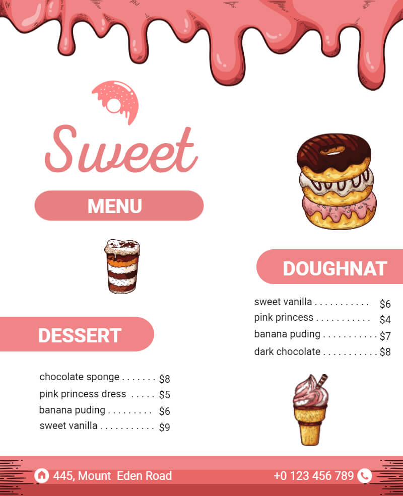 Use Illustration in Dessert Menu design ideas