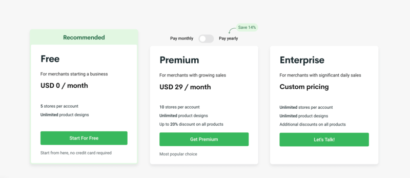 Printify Memberships Side By Side Comparison