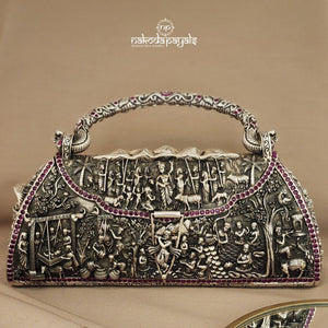 Life of Krishna Silver Hand Bag From 'Nakoda Payals'