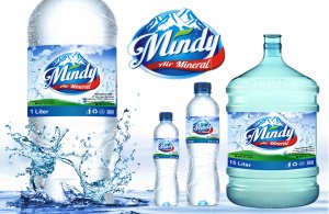 Desain kemasan air minum Mindy