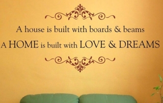 "A house if built with boards and dreams but a home is built with love" - House Warming Gifts with Vinyl Lettering & Embellishments