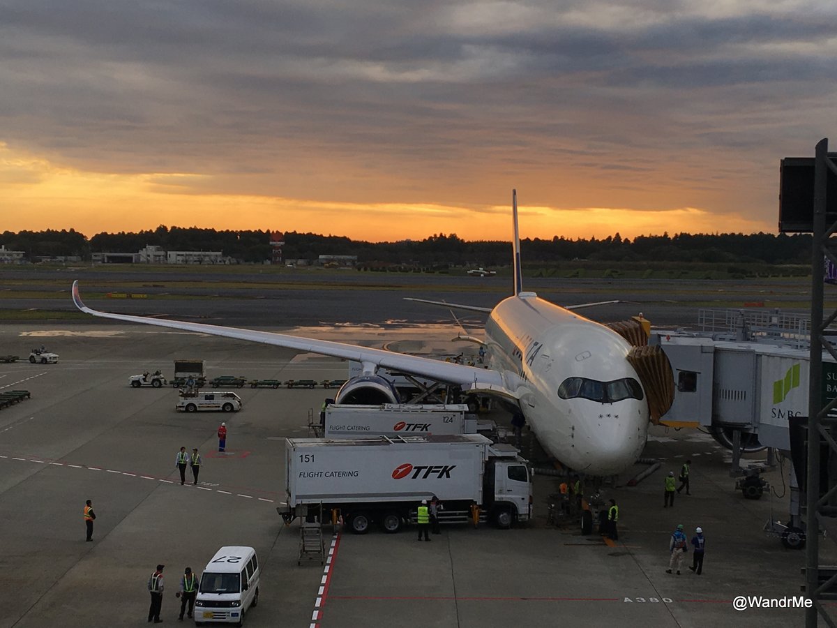 Wrapping up the Delta A350 inaugural with a gorgeous sunset at Narita