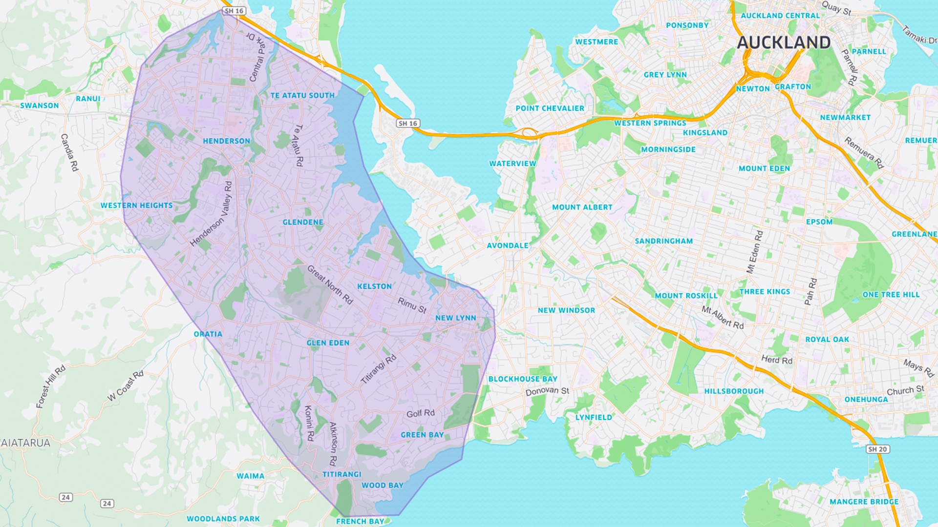 West Auckland Suburbs Map