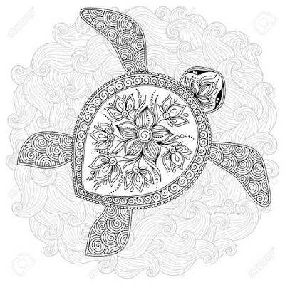 Turtle-with-lotus-flower-tattoo-stencil