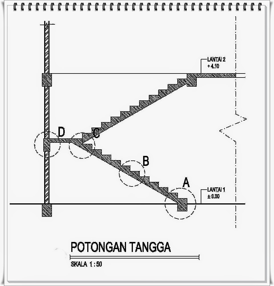 Denah Tangga  dan Detail  Penulangan Tangga  Sederhana Home Design and Ideas