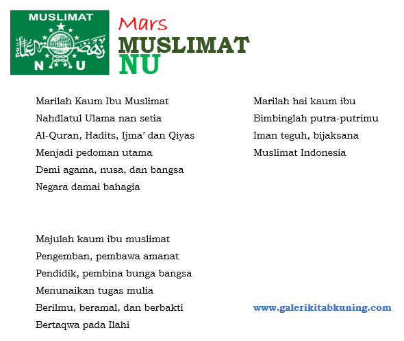 Lirik Lagu Mars Muslimat NU