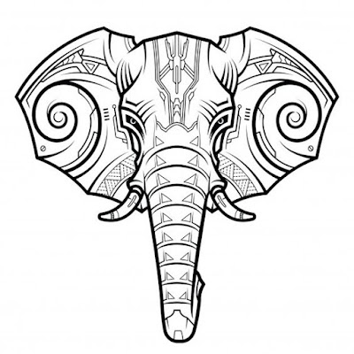 Elephant-Head-with-Geometric-Elements-Tattoo-Design