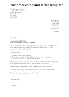 customer complaint letter template