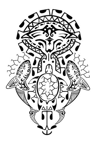 Turtle-with-sharks-shoulder-tattoo-stencil