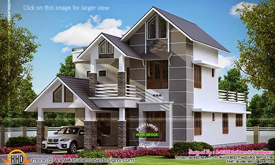 Modern sloping roof house