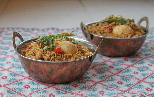 Food Lust People Love: Spicy egg biryani is the perfect balance of fragrant rice and mellow boiled eggs, great as a vegetarian main dish or as a side to be served with a meat-based curry.