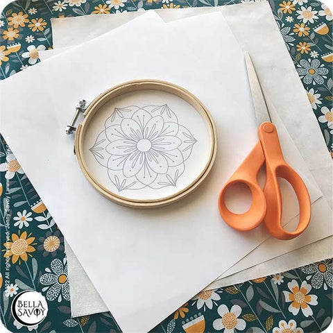 sticker paper, hoop, and pattern