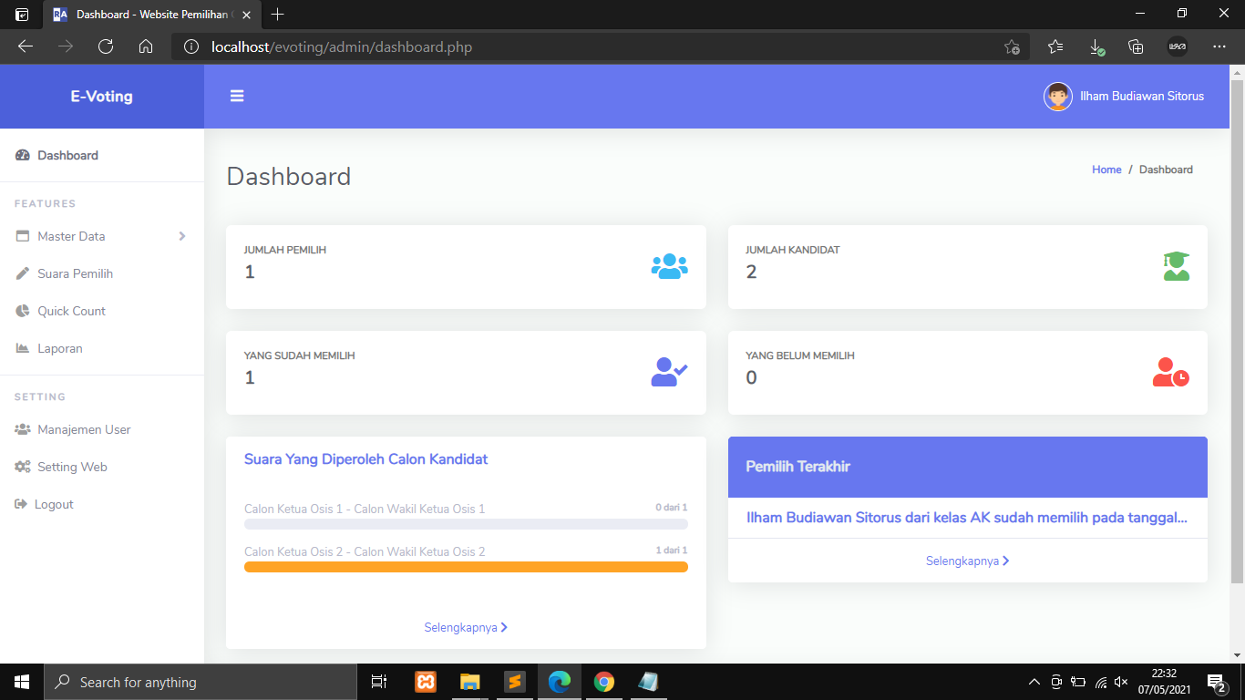 Aplikasi E-Voting Pemilihan Digital Berbasis WEB Menggunakan PHP dan MySQL