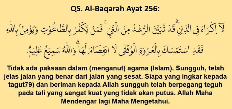 Surat Al-Baqarah Ayat 256: Arab, Arti, dan Tafsirnya - Abu Syuja