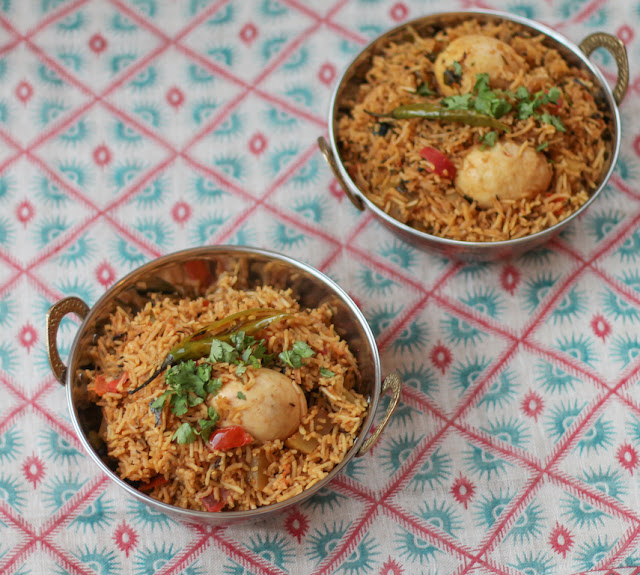 Food Lust People Love: Spicy egg biryani is the perfect balance of fragrant rice and mellow boiled eggs, great as a vegetarian main dish or as a side to be served with a meat-based curry.