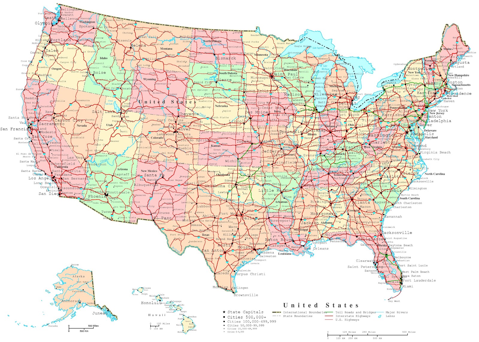 Map Us And Hawaii USA Map Printable