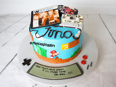 n synce birthday cake, nintendo 90s theme cake