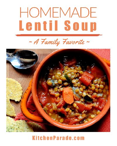 Homemade Lentil Soup ♥ KitchenParade.com, a classic homemade lentil soup, just inexpensive wholesome lentils, spices and vegetables plus a special touch, a splash of sherry. Vegetarian or easily vegan. Weight Watchers Friendly.