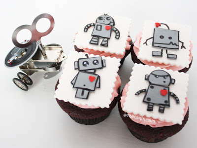 cute robot cupcake toppers