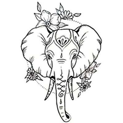 Elephant-with-Flowers-Tattoo-Design