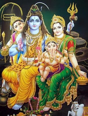 Image of Lord Shiva with Goddess Parvathi, Ganesha and Kartikeya