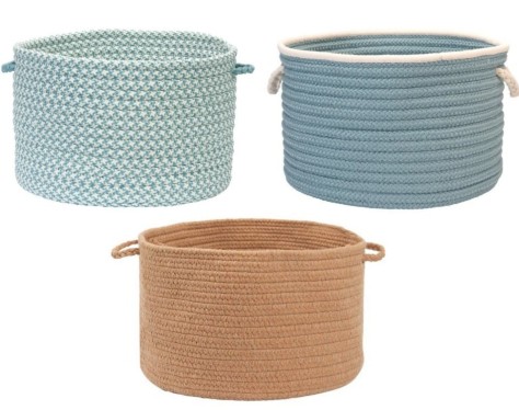 Braided Storage Bins Blue and Sandy Beige