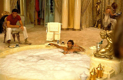 Al Pacino as Tony Montana, Scarface, Bathtub scene, Steven Bauer, Directed by  Brian De Palma