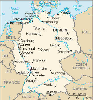 Simple printable maps of Germany