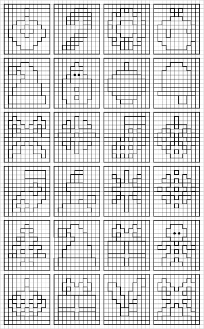 Free small mini cross stitch designs outline to colour