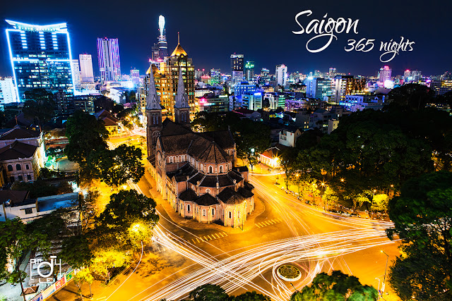 Ho Chi Minh city from above at night