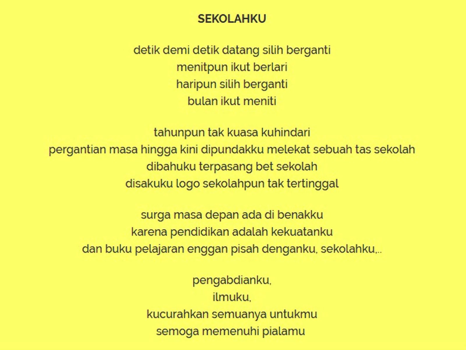 Contoh Lengkap Teks Puisi  Tentang Pendidikan Dan Sekolah 