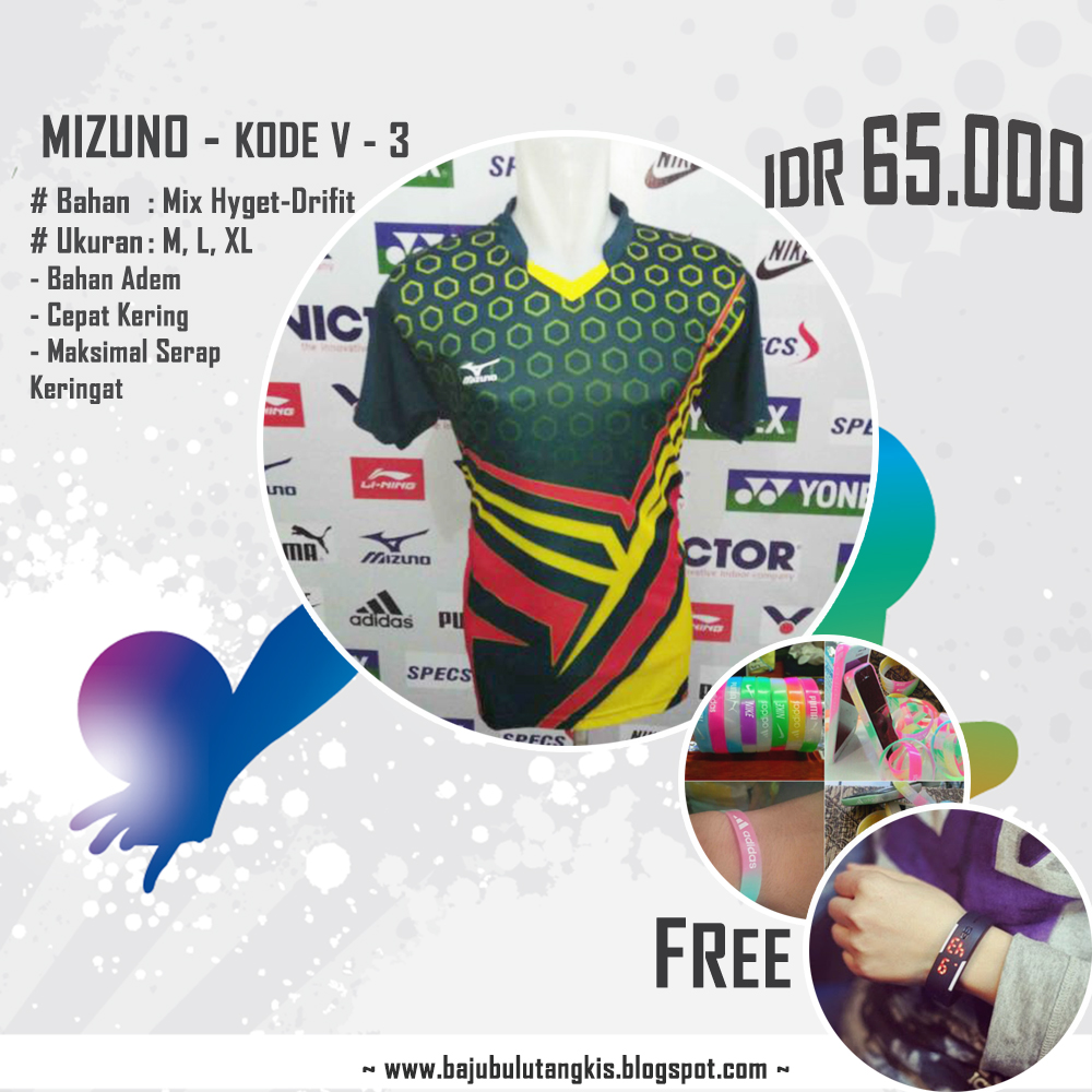 Baju Kaos Seragam Setelan Pakaian Voli Volley Volly Mizuno V3 Baju