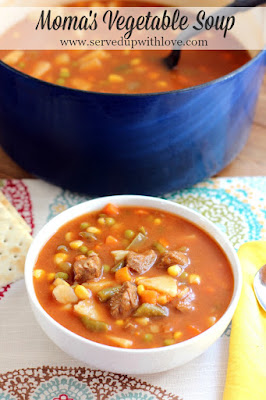 Moma's Vegetable Beef Soup recipe from Served Up With Love