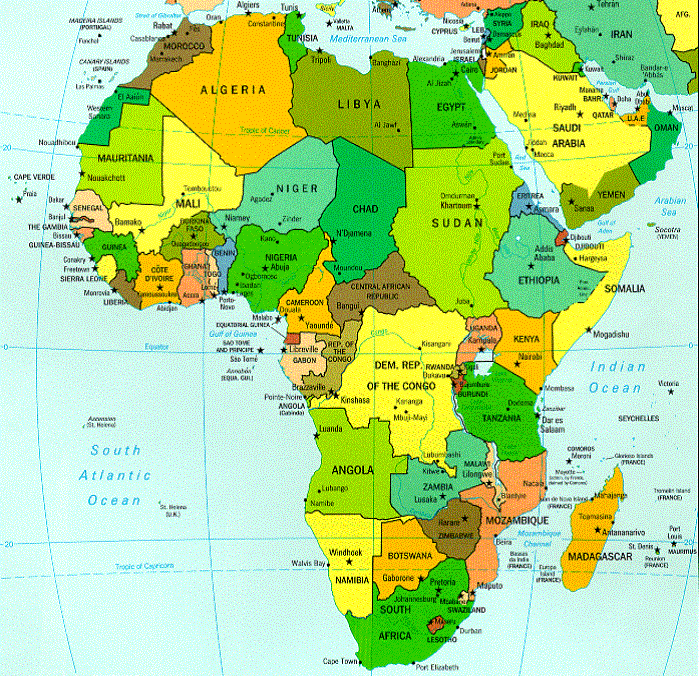 Map Of Africa And Asia