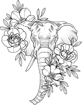 Elephant-with-Roses-Tattoo-Design