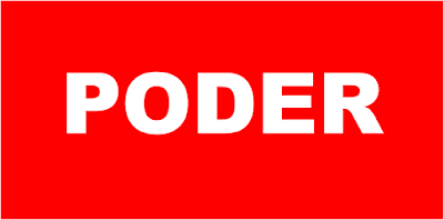 A imagem de fundo vermelho e caracteres em branco diz: Poder.