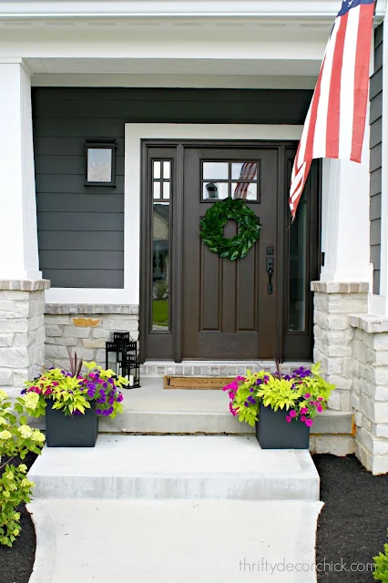 Craftsman door with sidelites and windows