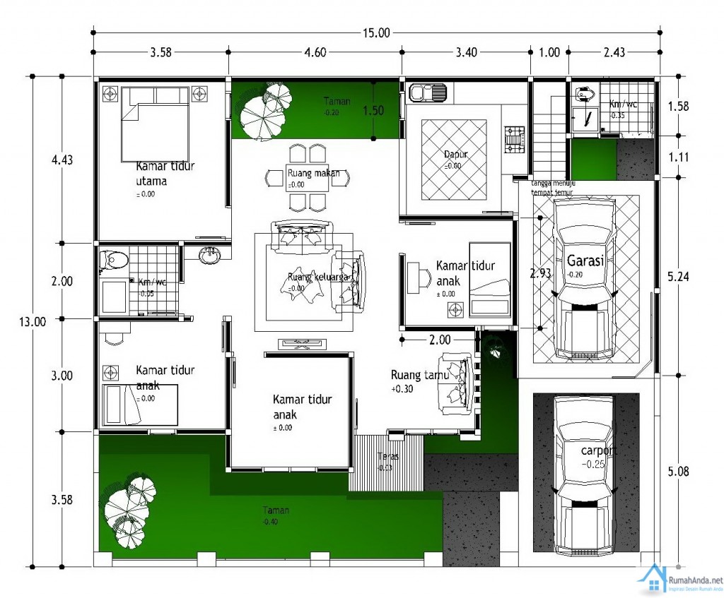  Denah  Rumah  2 Lantai 9 X 12 Top Rumah 