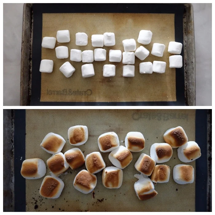 marshmallows before and after toasting