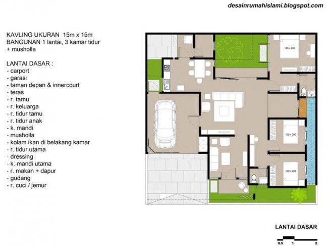 Denah Rumah Minimalis 3 Kamar Tidur 1 Mushola 1 Garasi - MEDICINAPALALMA