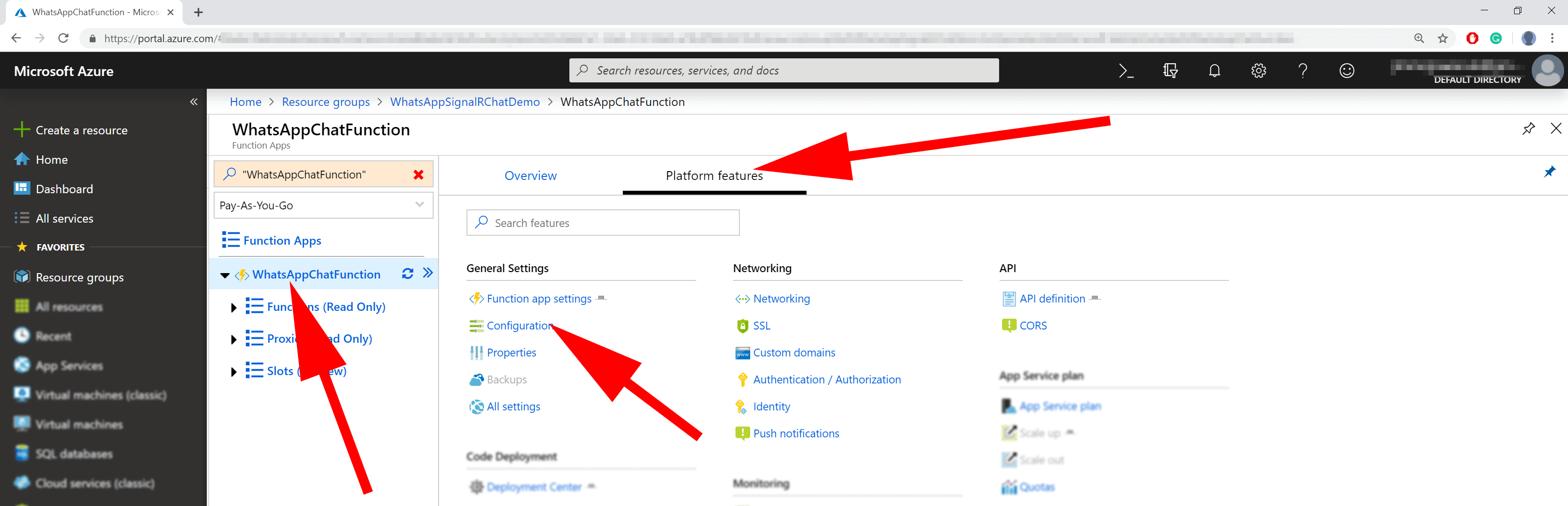 image showing azure function creation